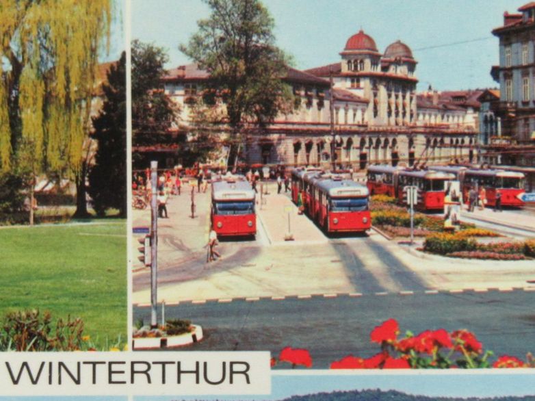 Ansichtskarten: WINTERTHUR 1978 TROLLEY-BUSSE BAHNHOF ZH AK – Gebraucht aus Ettingen von Hausi4711 1