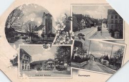 Aarwangen, Vierbildkarte, gelaufen 1908, Ecken gekappt