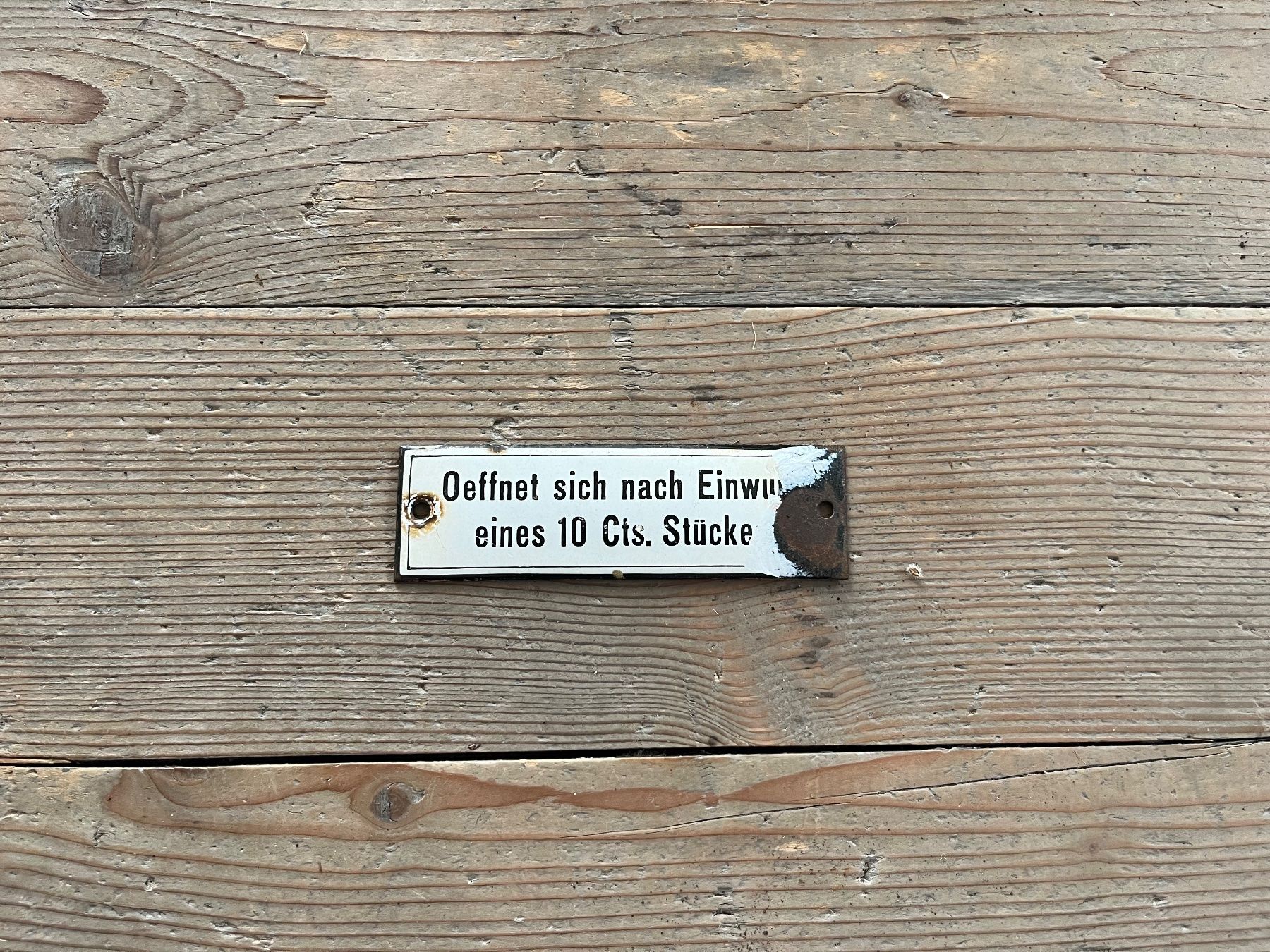 Insegne: Altes Emailschild "Oeffnet sich..." – Usato da Steffisburg venduto da Reitschel5