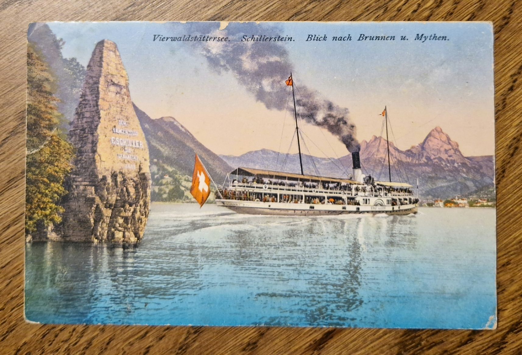 Cartoline postali: Schiller Stein, Dampfschiff Stadt Luzern – Usato da Ebikon venduto da Donar50