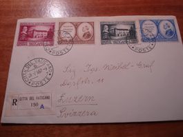 R*Brief 1957, Vatikan-Luzern, bunt frankiert