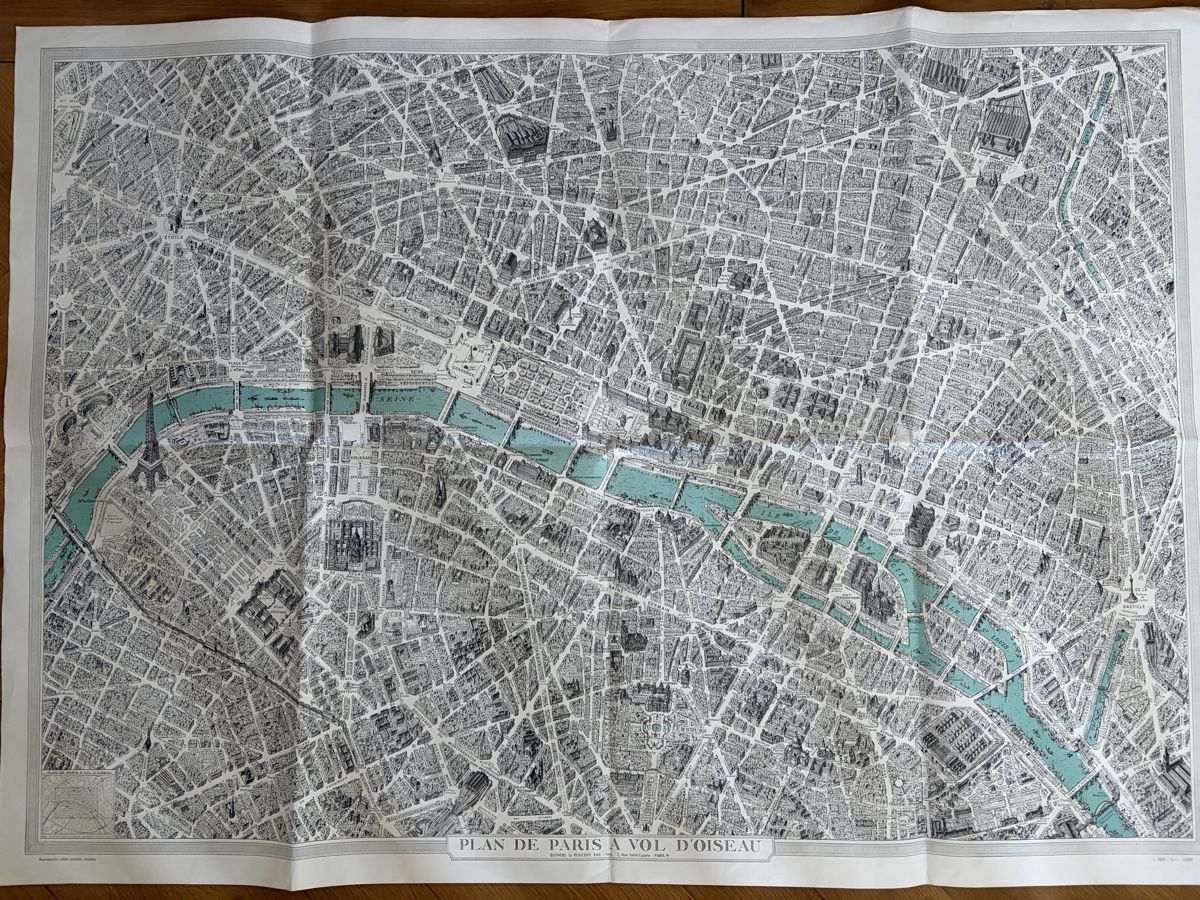 Cartine & Atlanti: Plan de Paris à Vol d'Oiseau Reproduction 1.1957 – Usato da Zürich venduto da mimikiki100 1