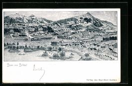 Goldau, Gruss mit Panorama des Ortes