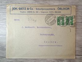 TR48 Enveloppe + Timbre Suisse 1913