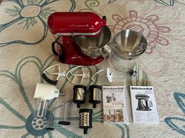 KitchenAid Küchenmaschine Rot mit Zubehör wie neu
