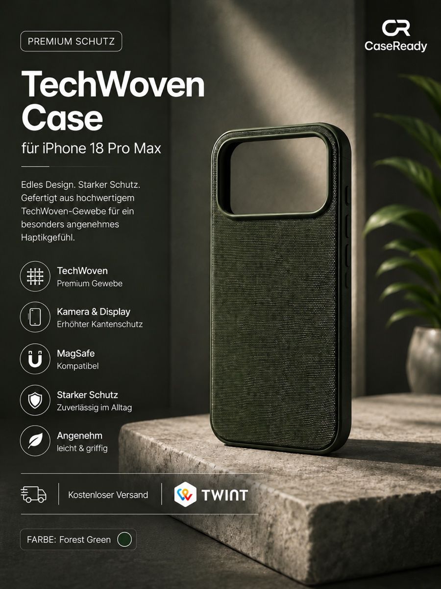 Cover & Protezioni schermo: NEU iPhone 18 Pro Max TechWoven Case / Hülle / Schutz – Nuovo e nell'imballaggio originale da Basel venduto da CaseReady
