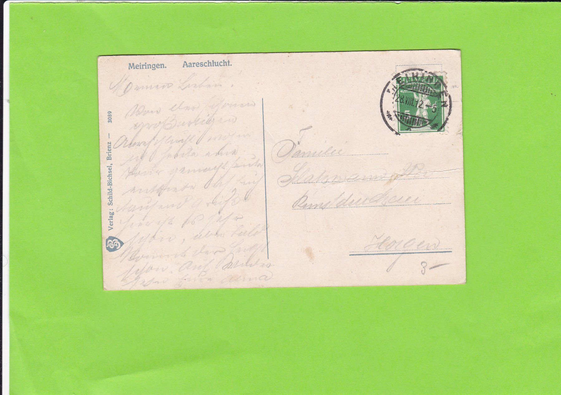 Cartoline postali: Meiringen-Aareschlucht – Usato da St. Peterzell venduto da neckertal 1
