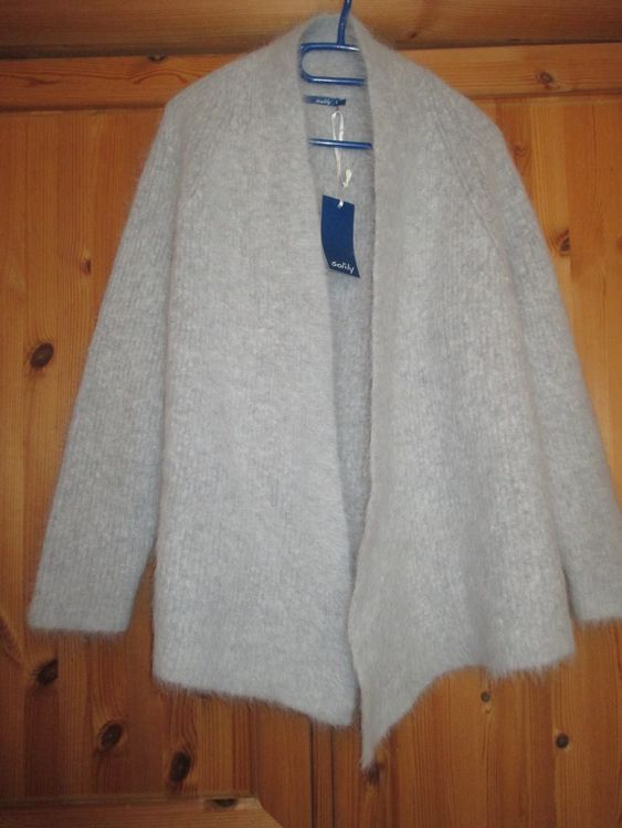 DESIGNER ANGORA CARDIGAN OFFEN WARM HELLGRAU GR.M FABRIKNEU | Kaufen ...