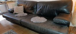 Schwarzes 3-Sitzer-Sofa in Leder