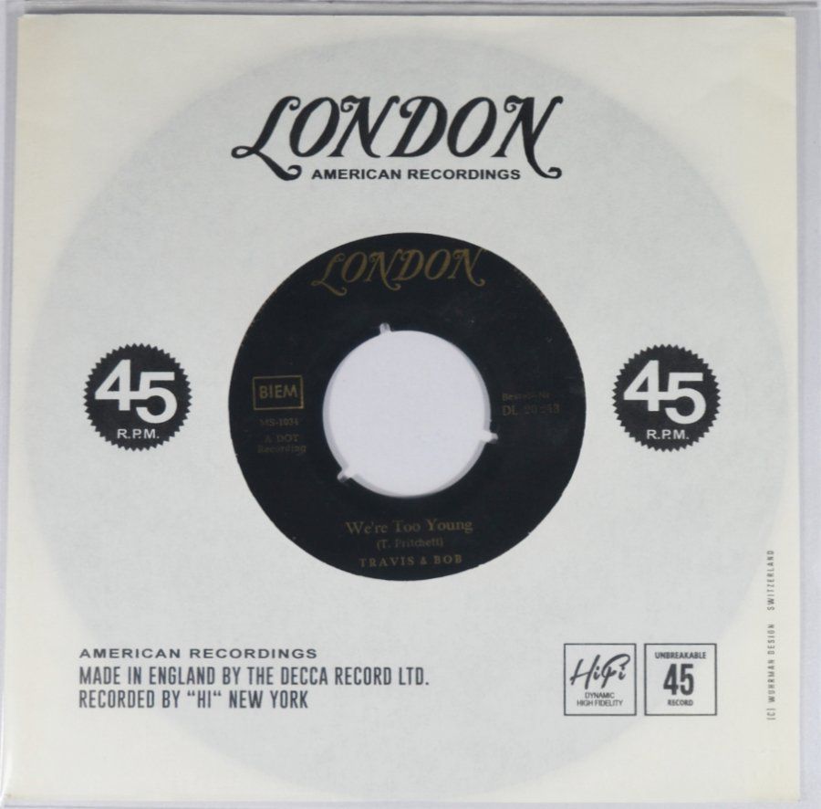 Dischi in vinile: Single: TRAVIS & BOB - Tell Him No / Where Too Young – Usato da Frenkendorf venduto da Yard-Sale-2000
