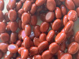 Strang echte roter Jaspis oval 6 x 8 mm