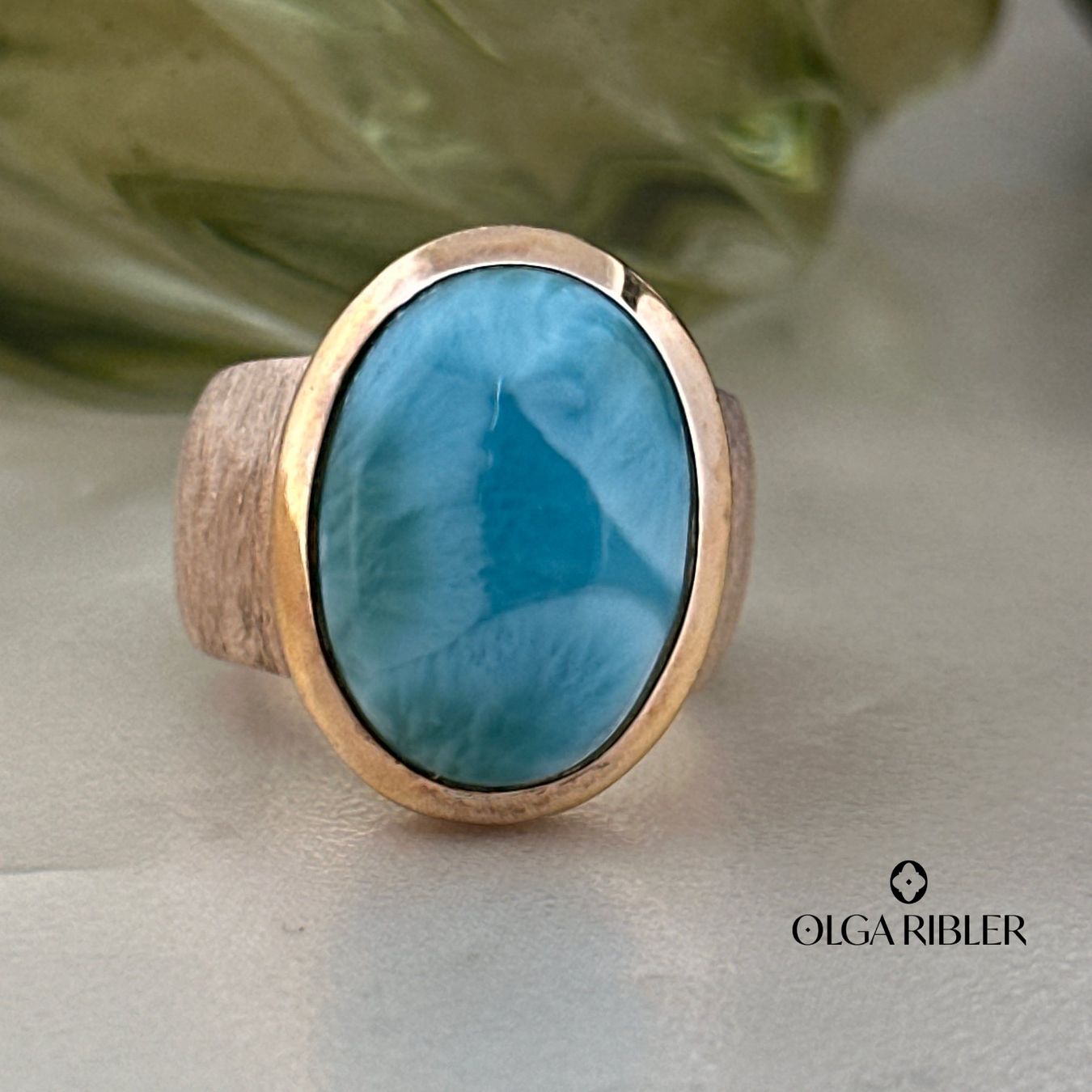 Olga Ribler Anelli: Silber Statement Ring mit Larimare Grösse 55 – Nuovo (secondo la descrizione) da Luzern venduto da byolgaribleroutlet 1