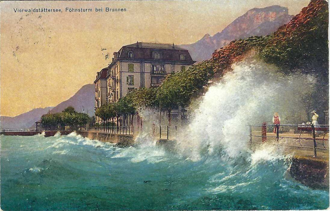 Cartoline postali: Brunnen bei Föhn – Usato da Bürglen UR venduto da Tellbike
