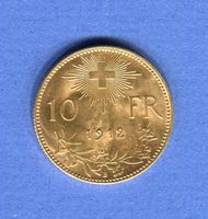 (187) 10 Fr. 1912 Vreneli Top Stgl Gold