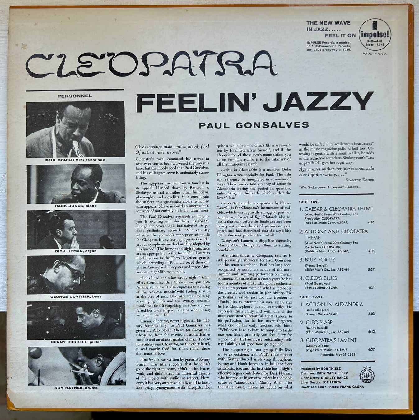 Dischi in vinile: Paul Gonsalves  Cleopatra Feelin' LP – Usato da Lausanne venduto da Pask1 1