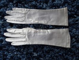 elegante weisse lange Damenhandschuhe ca. Gr.7- echt Vintage