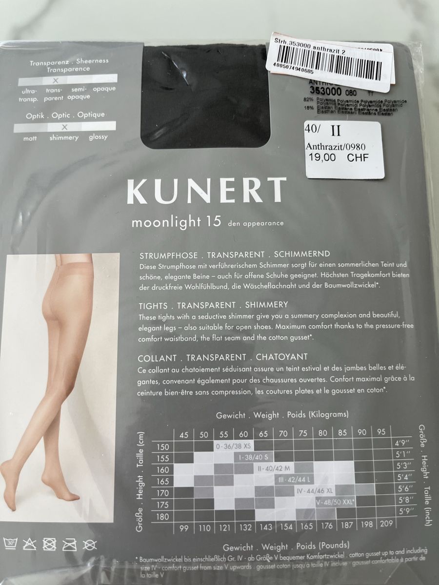 Kunert Calze & Collant: KUNERT moonlight 15 Strumpfhose Transparent Gr.II Anthrazit – Nuovo e nell'imballaggio originale da Rüfenacht venduto da lilly_67 2