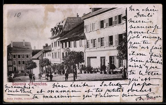 Cartoline postali: AK Avenches, Platz mit Brunnen – Usato da Berlin venduto da bartko-reher