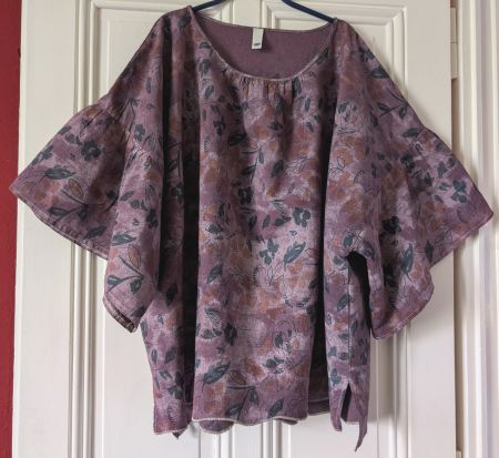 WENDY TRENDY : Tunique en lin prune manches corolles XXXL+