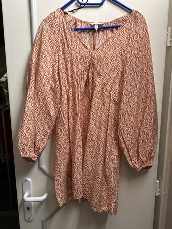 Kleid gemustert orange-weiss Gr Xs