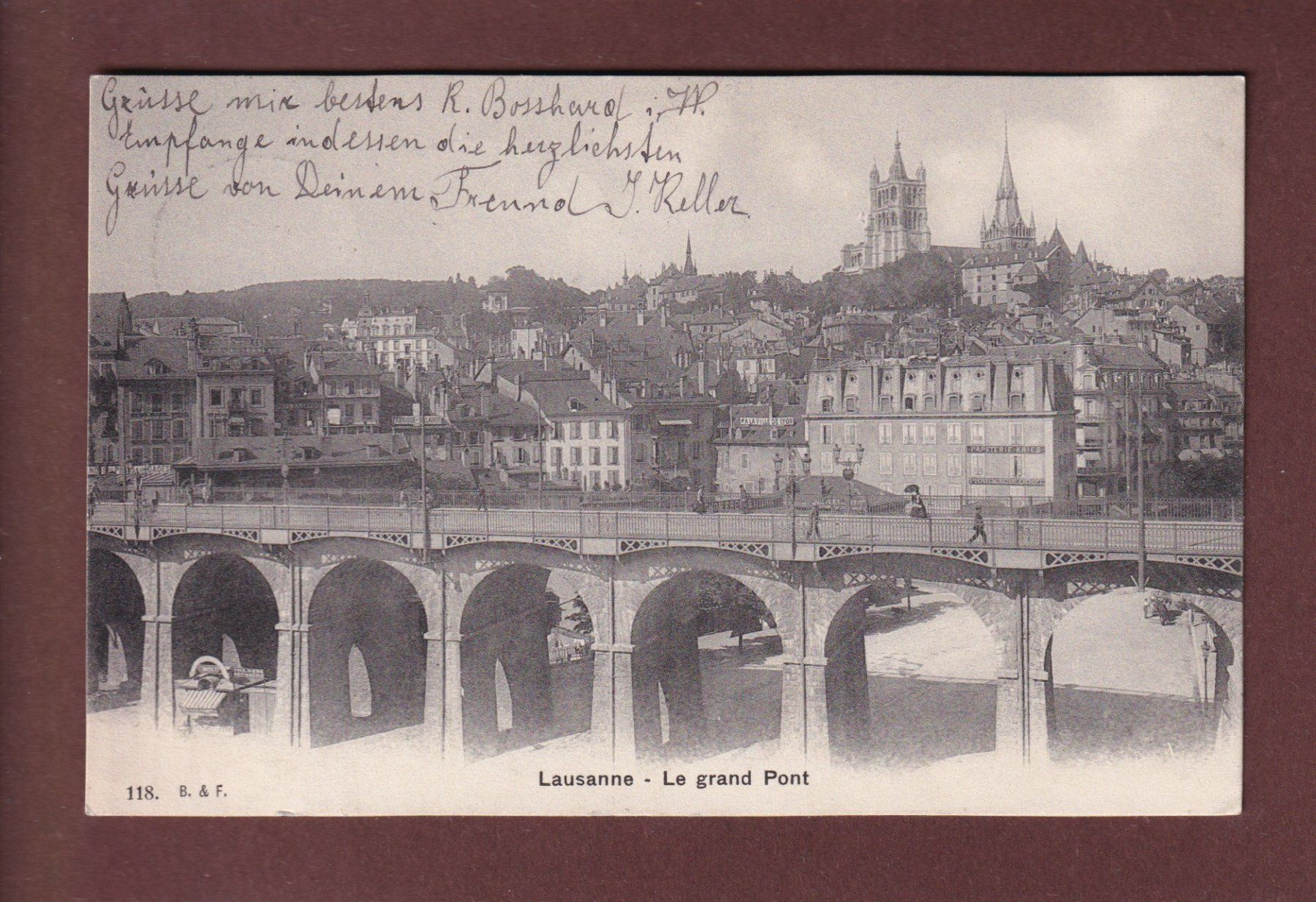Cartoline postali: LAUSANNE - Grand Pont - 1907 – Usato da Pully venduto da nicecards