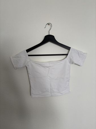 Pull & Bear Crop Top Schulterfrei Weiß Gr. M