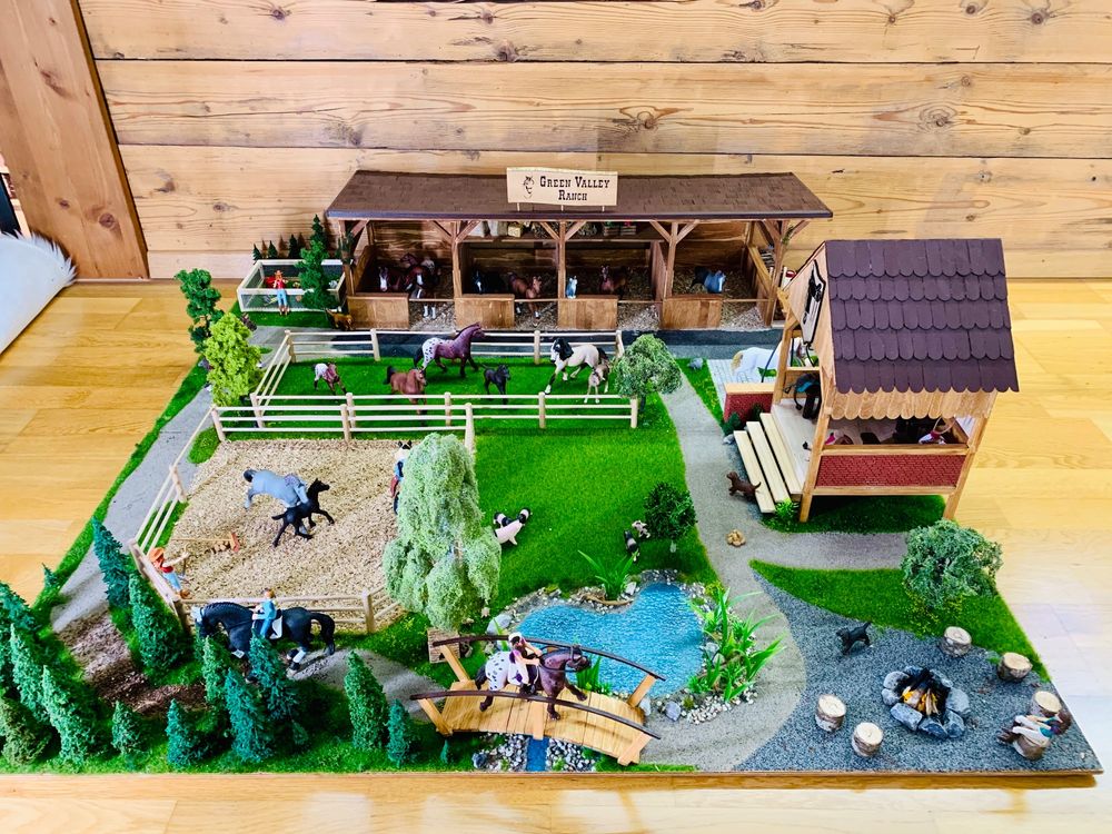 Schleich Pferde und Tiere mit Pferdehof Ranch Stall Eigenbau | Acheter