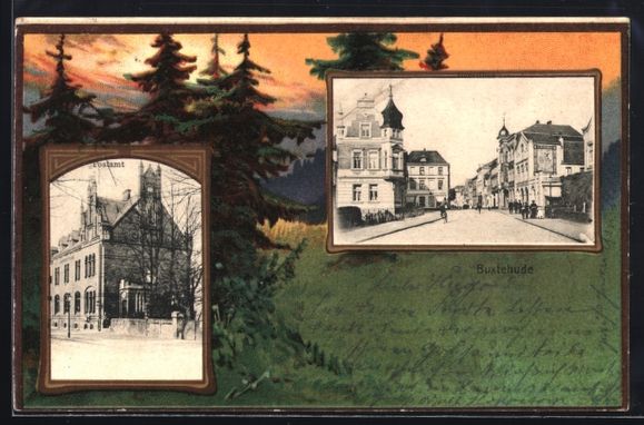 Cartoline postali: Grusskarten-AK Buxtehude, Strassenpartie – Usato da Berlin venduto da bartko-reher