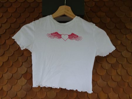 Cooles Crop Shirt weiss mit Herzen Gr. 152 - 250207