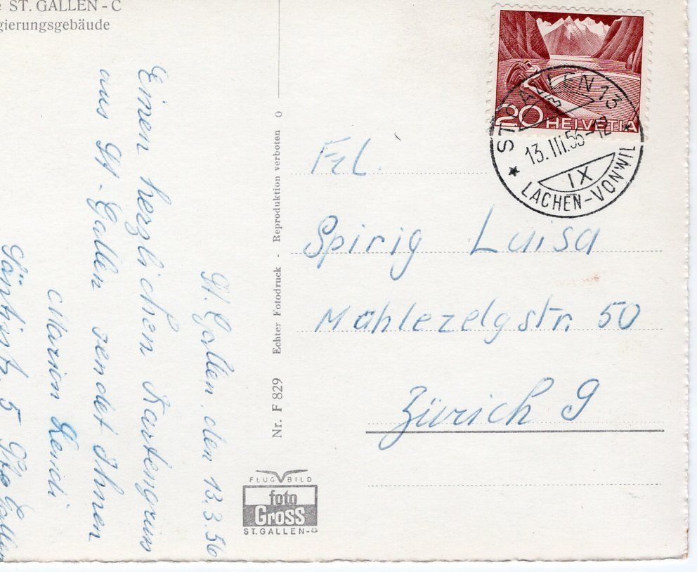 Cartoline postali: St. Gallen Flugaufnahme 1956. – Usato da St. Gallen venduto da Epu 1