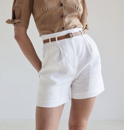 Brand new - High waist linen shorts