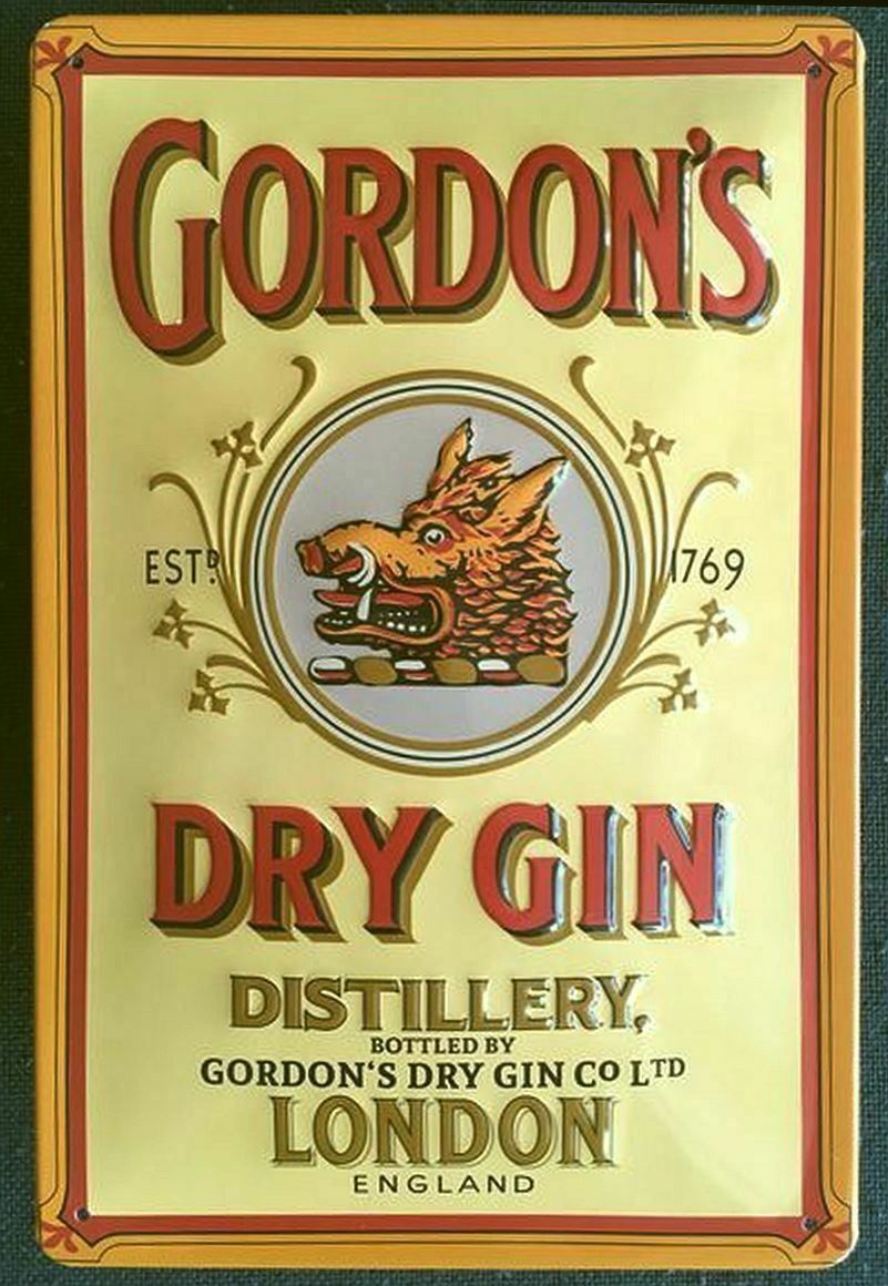 Insegne: Blechschild 3D-GORDON`S DRY GIN DISTILL – Nuovo e nell'imballaggio originale da Rupperswil venduto da big-one-sale