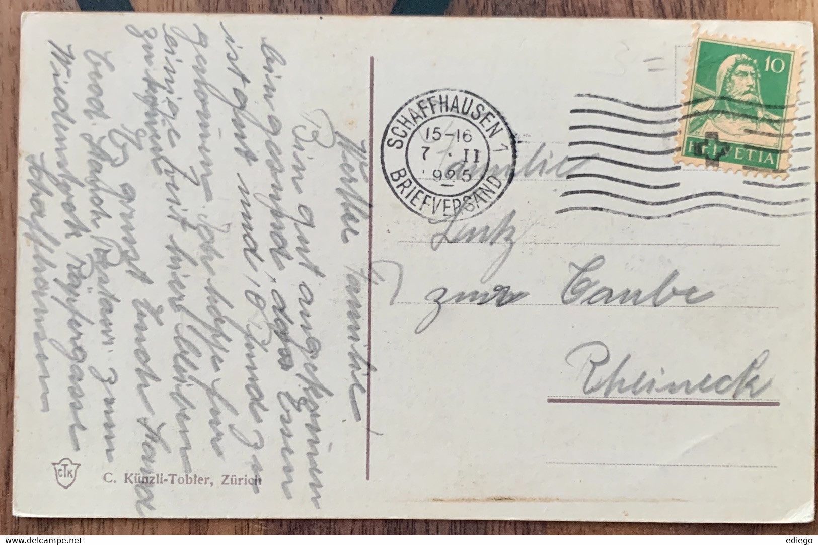 Cartoline postali: SCHAFFHAUSEN - 1925 – Usato da Lutry venduto da Ediego 1