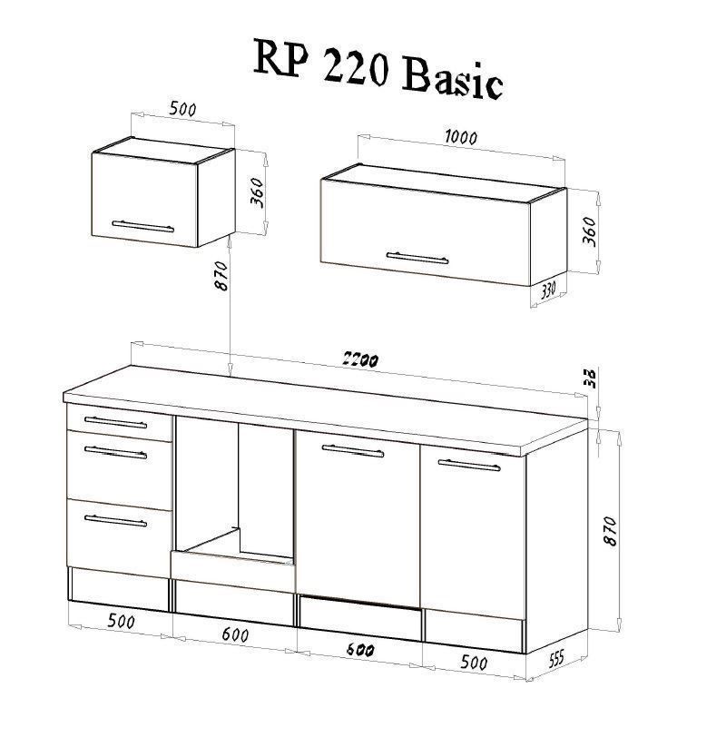 Komplettküchen: 642 Küchenzeile Singleküche 220cm E/G - Küche Einbauküche – Neu und originalverpackt aus Wallenwil von toesstalvertrieb 8