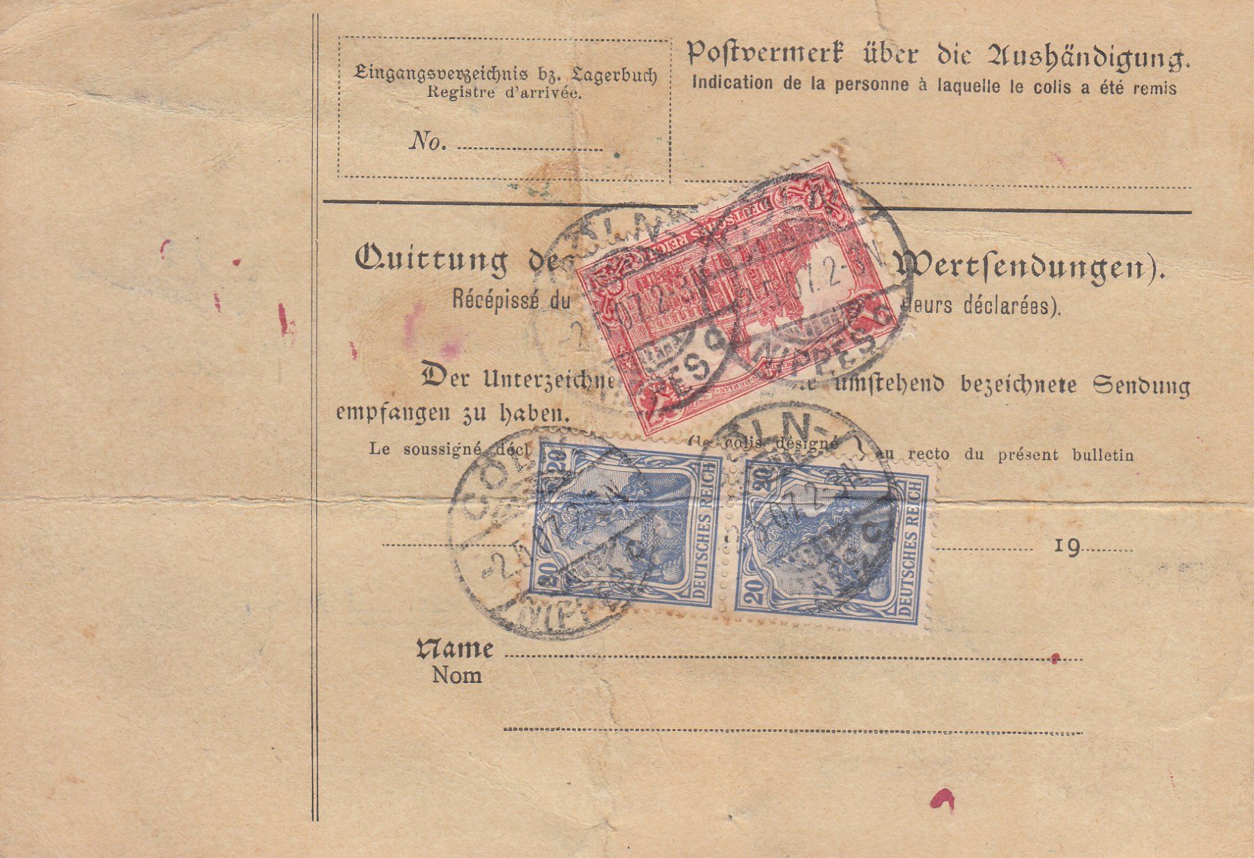 Tutti i francobolli: DR 3 Paketkarten 1907 – Usato da Bürglen TG venduto da StampGraf 2