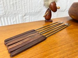 Vintage Teak-Fonduegabel - 6er Set