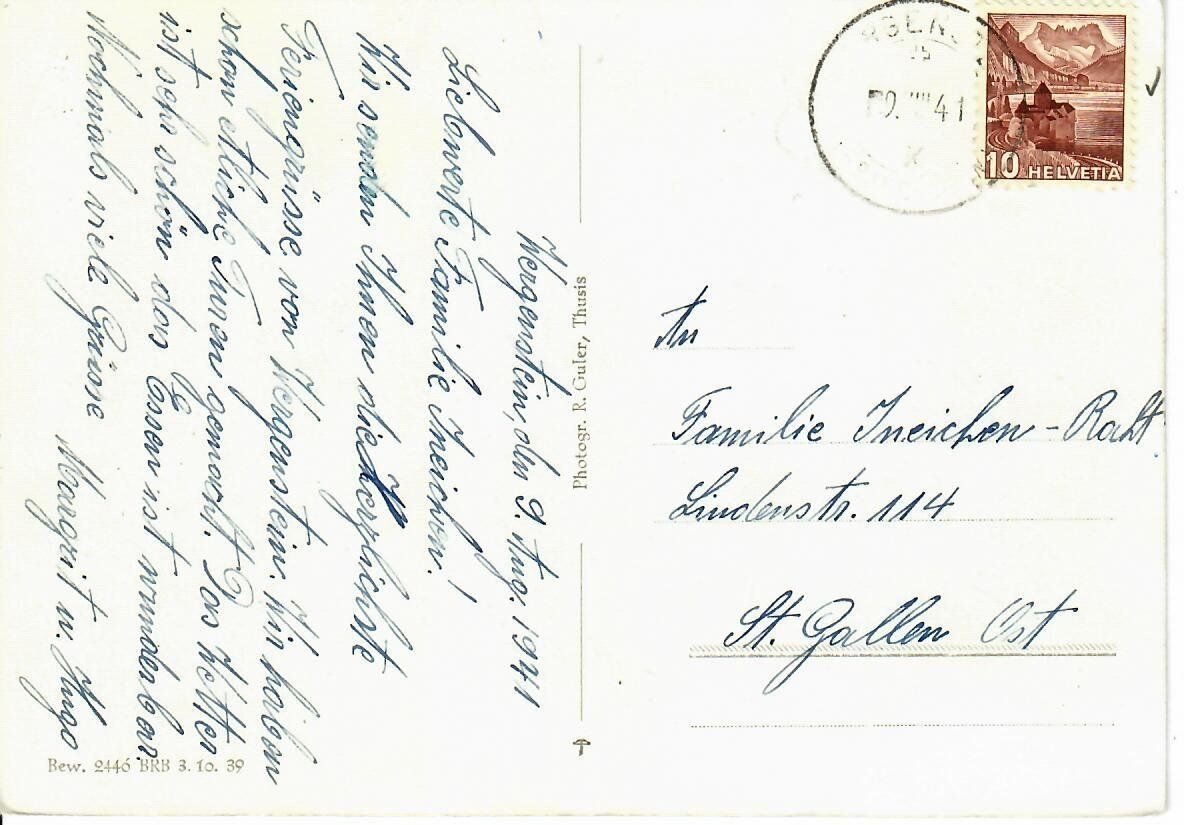 Cartoline postali: Wergenstein 1941 – Usato da Hochdorf venduto da Ziegel-16 1