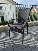 6 Gartenstühle in Rattanoptik schwarz