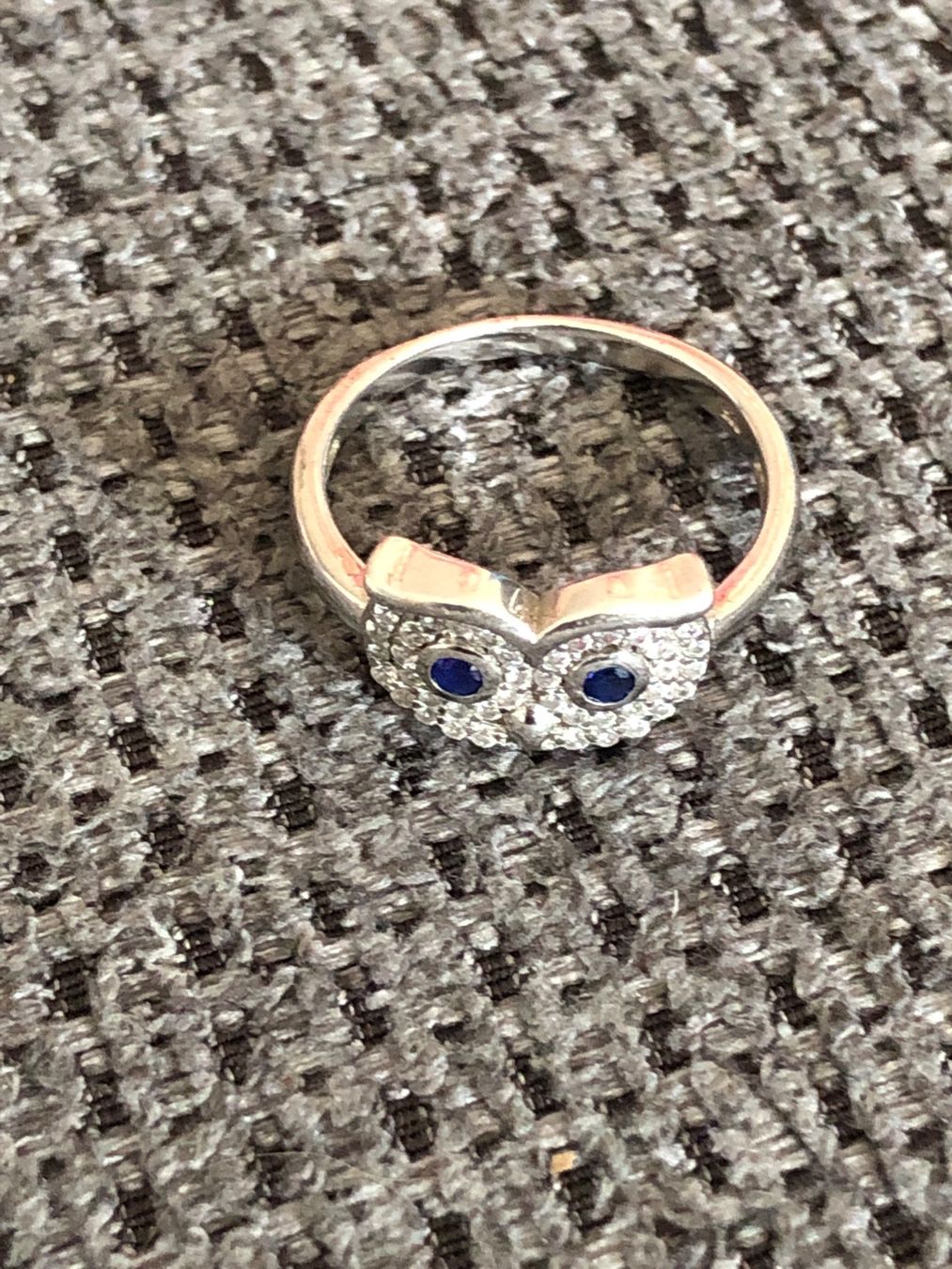 Anelli: Sterling Silber 925 Ring Eule  mit blaue Steine und weise – Usato da Läufelfingen venduto da Original100 3