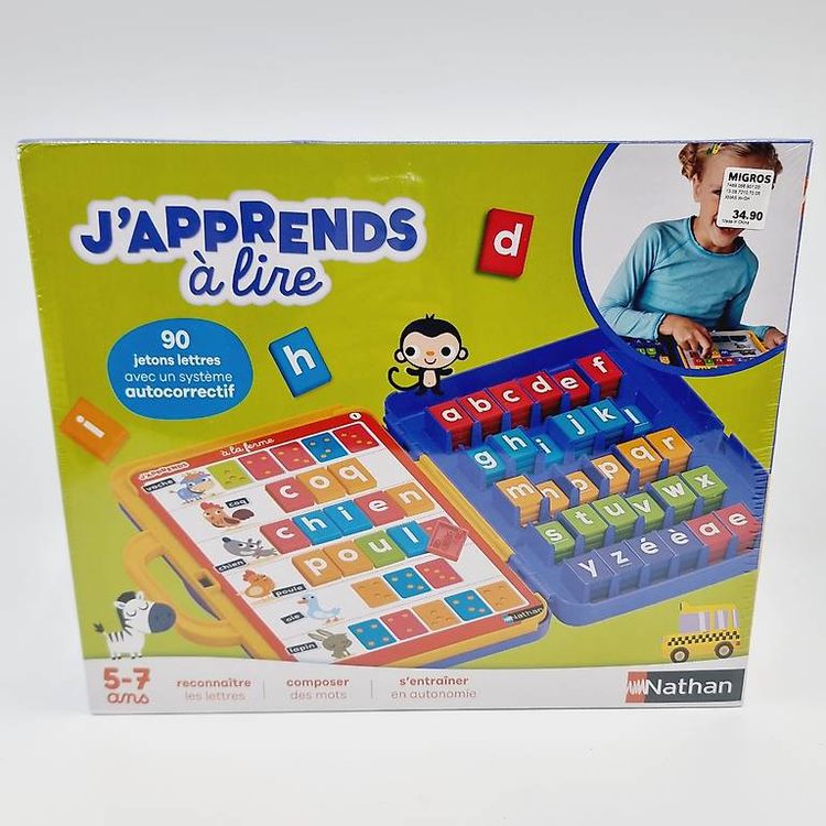Mallette J'apprends a lire 5-7 ans - 90 Jetons lettres, systeme autocorrectif - Jeu Educatif Lecture mots - Atelier activites ecole - Jeux - Jouets