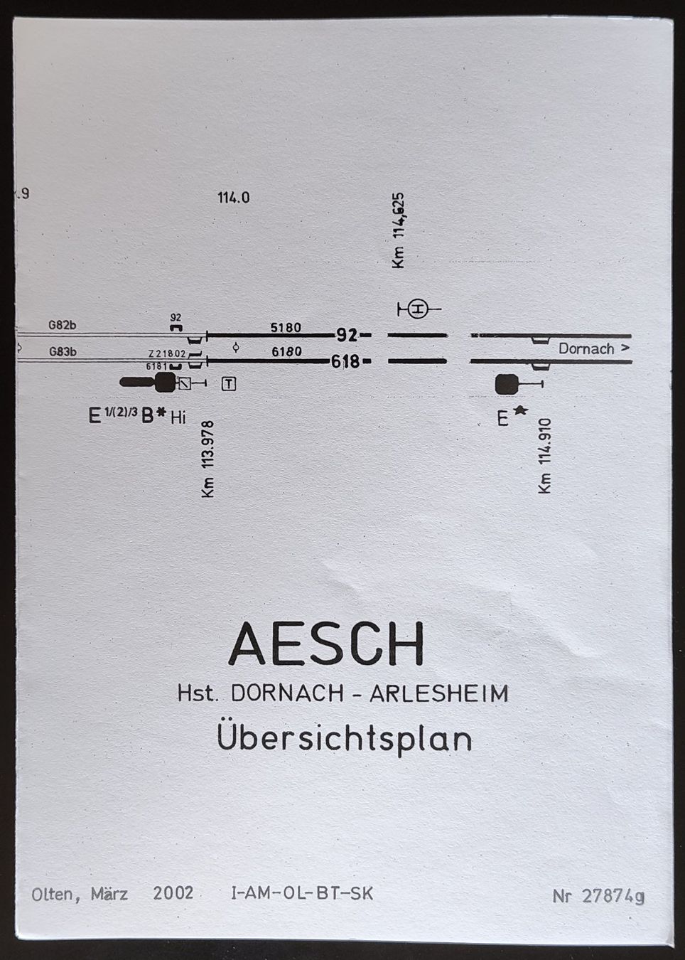 SBB/CFF/FFS Dokumente: Übersichtsplan SBB Aesch 2002 – Gebraucht aus Biberist von Slick