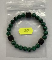 Naturstein Malachit-Armband mit Lavastein, neu.