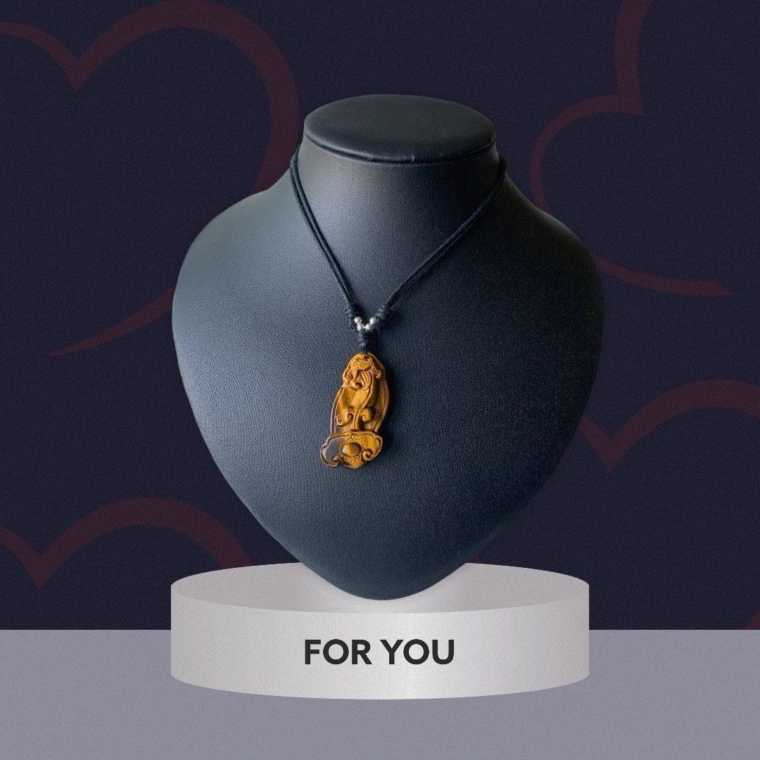 Ciondoli: TIGERAUGE EDELSTEIN ANHÄNGER KETTE – Nuovo e nell'imballaggio originale da Zürich venduto da MEVAS-Schmuck