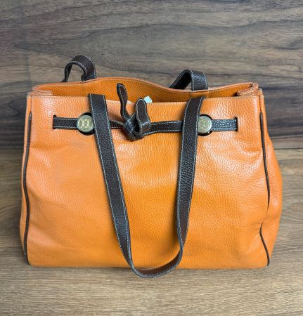 Handtasche Leder Orange Marke H Damen