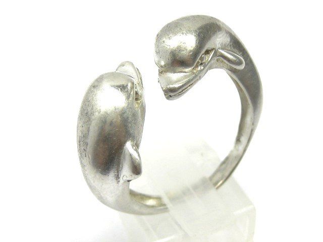 Anelli: Vintage Ring Silber 925  2 x Delfin Gr. 61 – Usato da Ermatingen venduto da Decovin 1