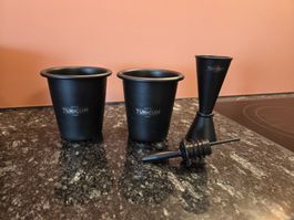 Original Turicum 2x Stahlbecher, Ausgiesser und Barmass