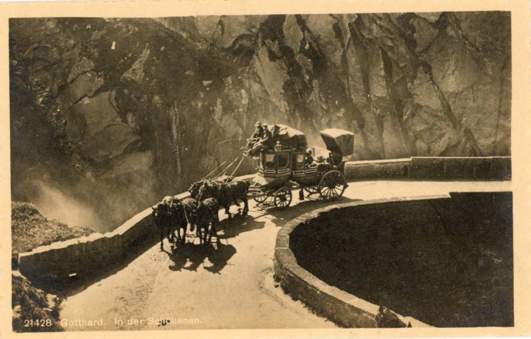Cartes postales: Gotthard   UR  -    Post-Kutsche in der SCHÖLLENEN – D'occasion à Brig par Valcards54