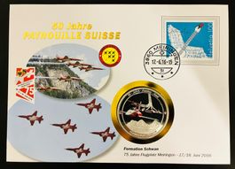 Patrouille Suisse  Numisbrief versilberte Medaille 2016