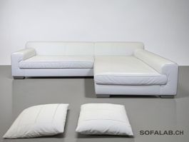 Ewald Schillig Ecksofa Echtleder Cremeweiss