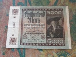 DEUTSCHLAND  5000  Mark  1922  Billet